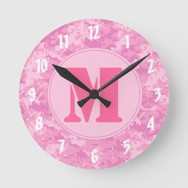 Camo Camoufla ACU rose Monogramme Horloge murale i (Recto)