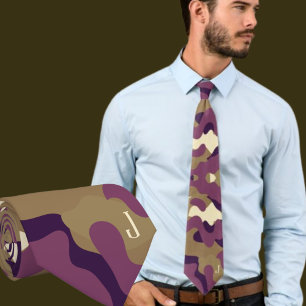 Camo camouflage violet vert cravate initial