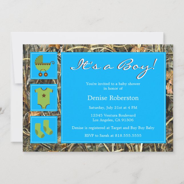 Camo - C'est un garçon ! - Invitation Baby shower (Devant)