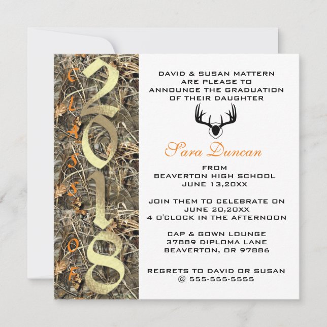 Camo Classic Elegant 2018 Graduation Invitation (Devant)