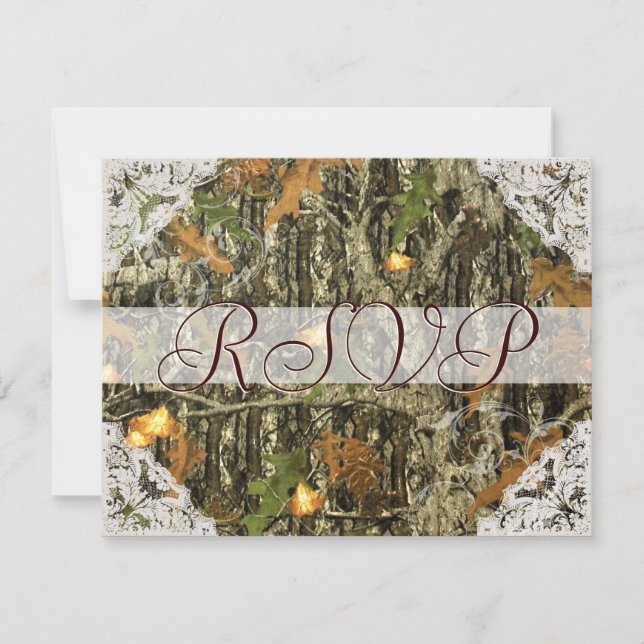 Camo et dentelle blanc antique Mariage RSVP (Devant)