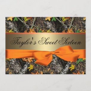 Camo et invitation orange de sweet sixteen