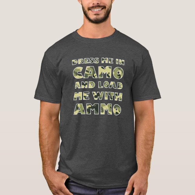 Camo et munitions Tshirt drôle de chasse blk (Devant)