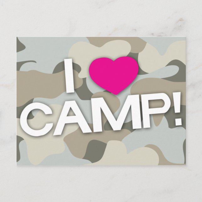 Camo gris J'AIME LE CAMP ! Carte postale (Devant)