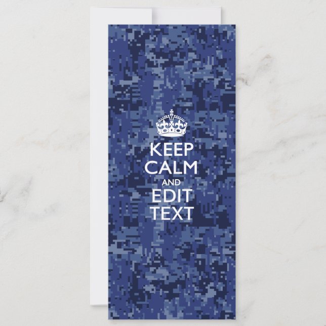 Camo numérique bleu GARDEZ CALME ET Modifier Texte (Devant)