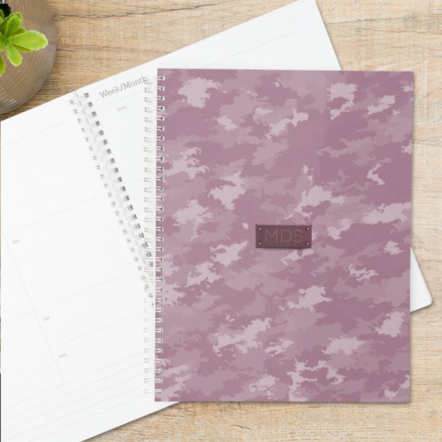 Camo rose Moderne Camouflage Monogramme (A pretty pink camo planner for all your planner needs. Just add your initials)