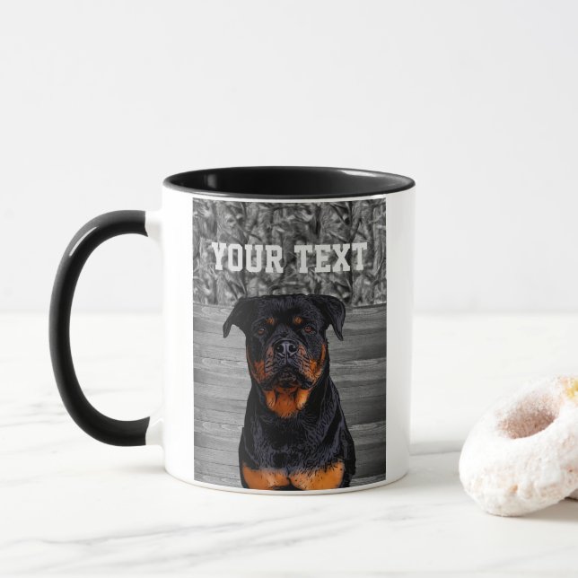 Camo Rottweiler Chien race Nom animal Mug (Avec donut)
