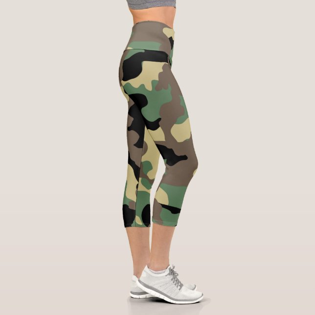 Camo Vert Haut-Taille Capri Leggings (Droite)