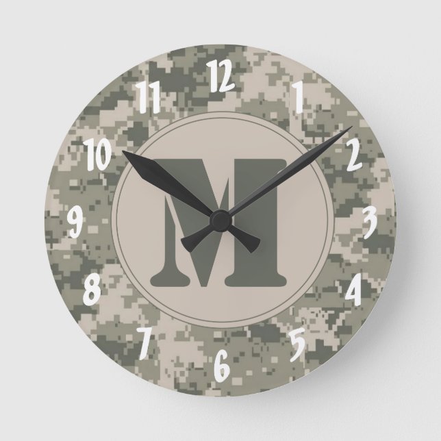 Camouflage ACU Monogramme Monogramme Horloge mural (Recto)
