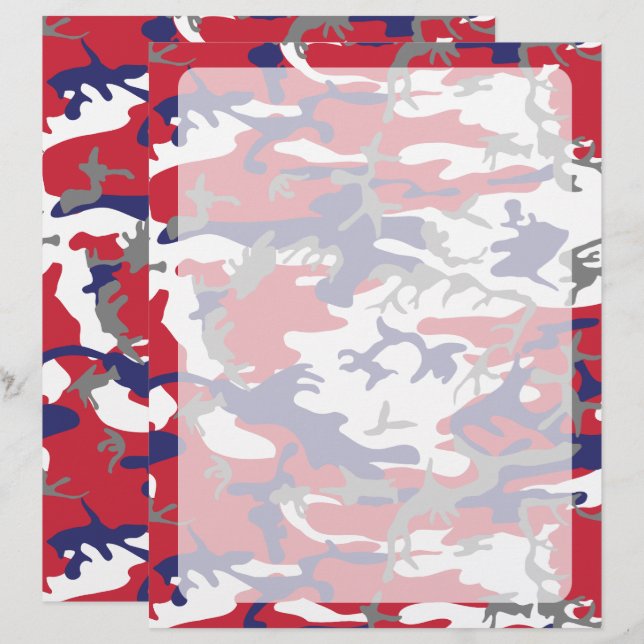 Camouflage, Bleu Blanc Rouge Gris, Militaire, Armé (Devant / Derrière)