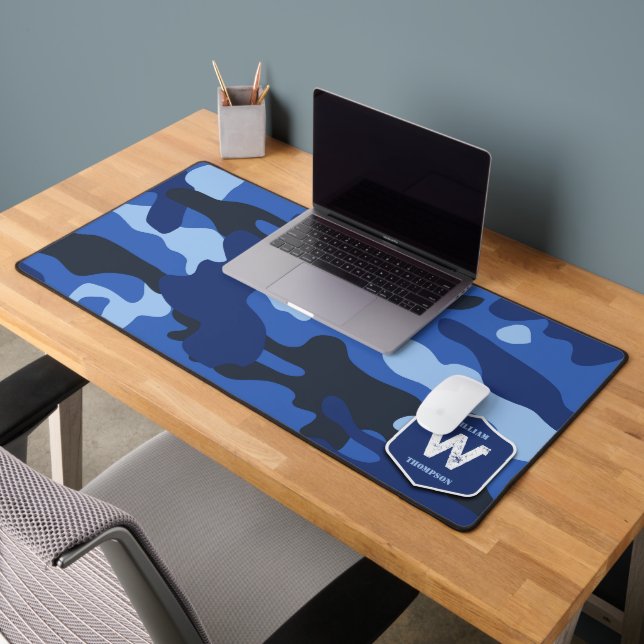 Camouflage bleu Camo Motif de l'armée Monogramme (Bureau 2)