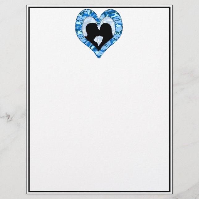 Camouflage bleu ciel Woodland Kissing Couple (Devant)