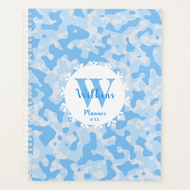 Camouflage bleu féminin Design Monogramme (Devant)