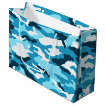 Camouflage bleu Grand sac cadeau