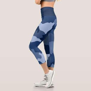 Camouflage bleu Motif Capri Leggings