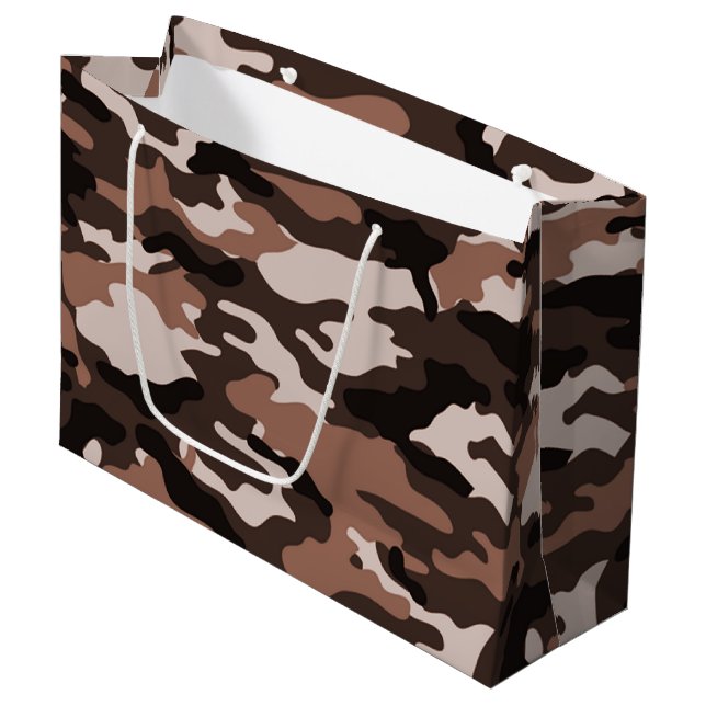 Camouflage Brown Grand sac cadeau (Devant Angle)