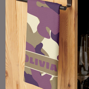 Camouflage camo violet vert cuisine serviette