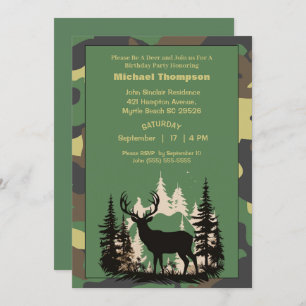 Camouflage Chasseur de cerfs Invitation d'annivers