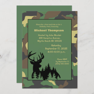 Camouflage Chasseur de cerfs Invitation d'annivers