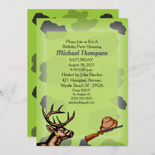 Camouflage Chasseur de cerfs Invitation d'annivers