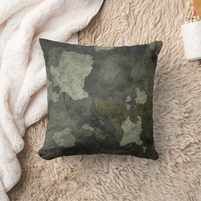 Camouflage foncé Grunge Jeter Oreiller (Couverture)