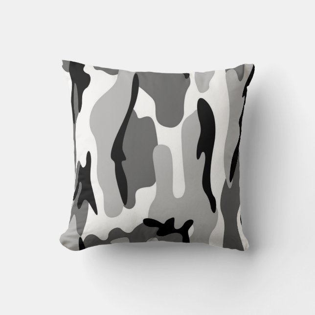 Camouflage gris et noir Coussin réversible (Recto)