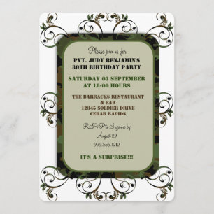 Camouflage Invitations de fête d'anniversaire