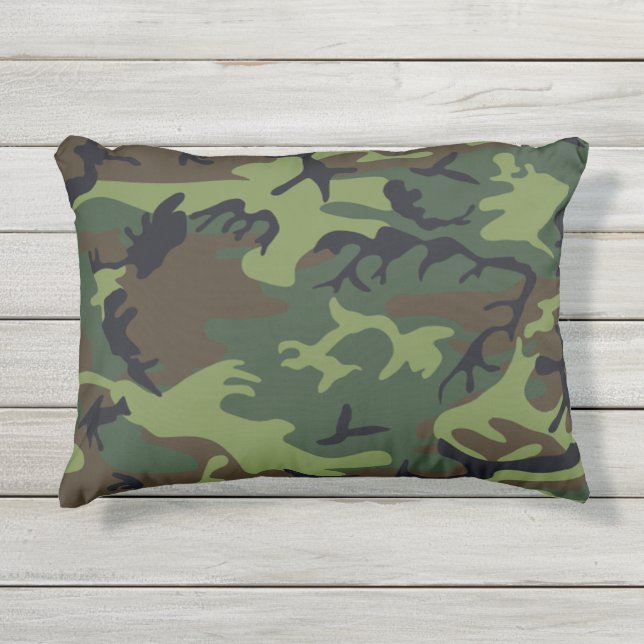 Camouflage militaire vert extérieur 12x16 Coussin (Devant)