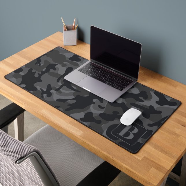 Camouflage monogramme personnalisé en noir gris (Bureau 2)