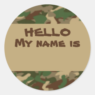 Camouflage Nametag Stickers Bonjour Mon Nom Est
