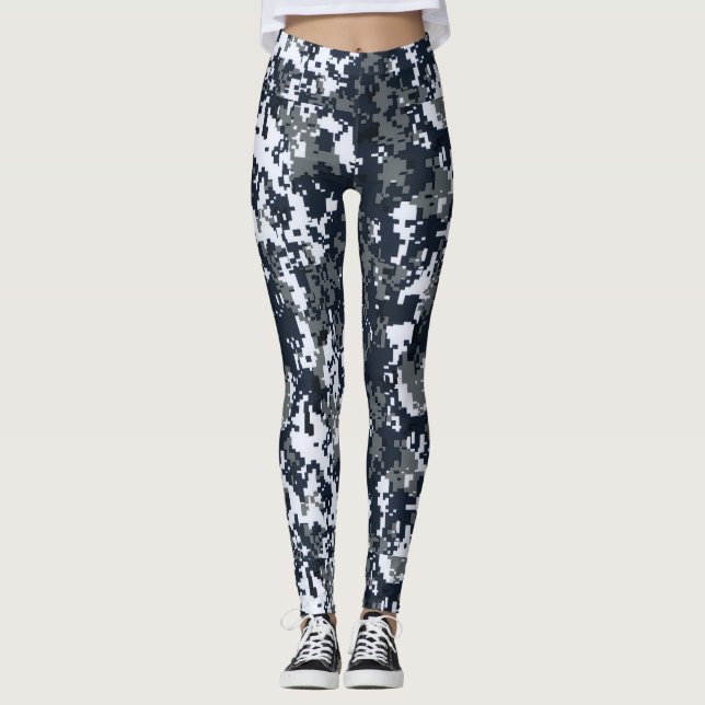 Camouflage noir blanc Motif Leggings femmes (Devant)