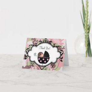 Camouflage noir rose Baby Merci Cartes