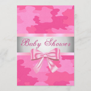 Camouflage rose Bow Baby shower Invitation