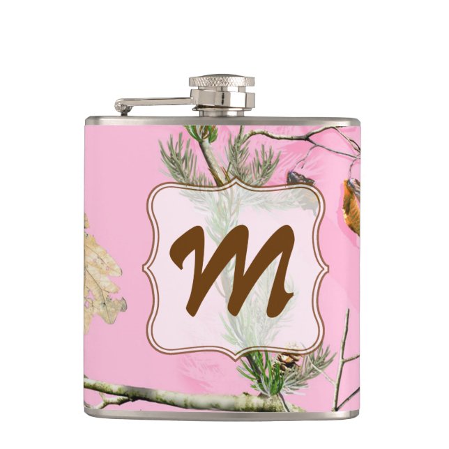 Camouflage rose Chasse Monogramme Flacon Whiskey (Devant)