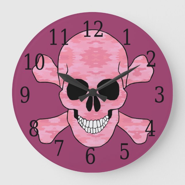 Camouflage Rose Crâne Et Horloge Crossbones (Recto)