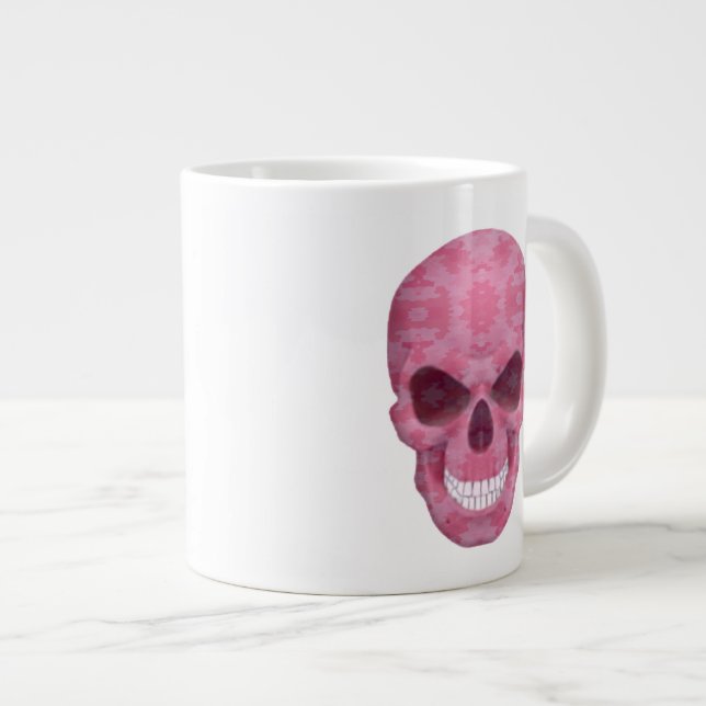 Camouflage rose Crâne Jumbo Mug (Devant droit)