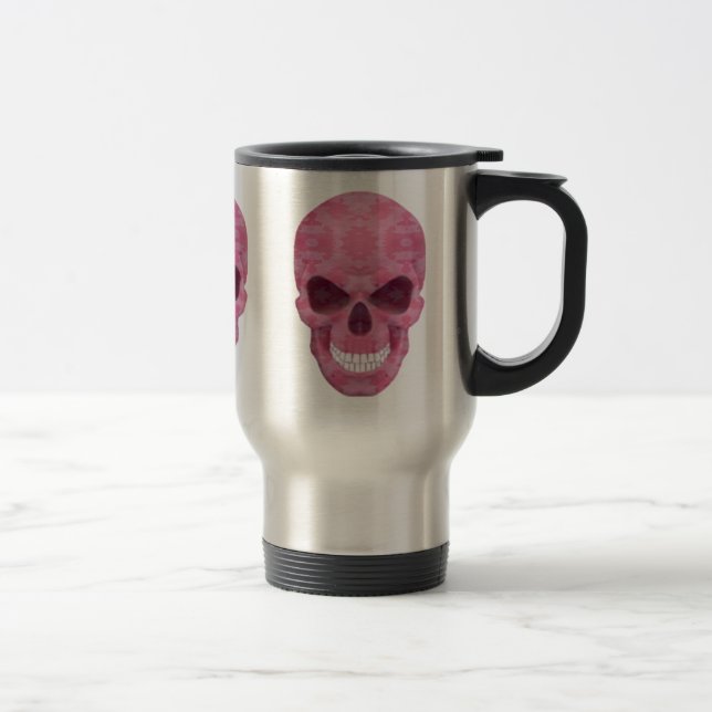 Camouflage rose Crâne Voyage Mug (Droit)