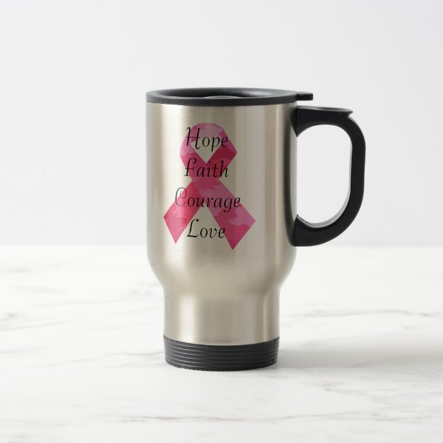 Camouflage rose Ruban Faith Travel Mug (Droit)