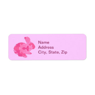 Camouflage rose Silhouette Bunny Étiquettes de adr