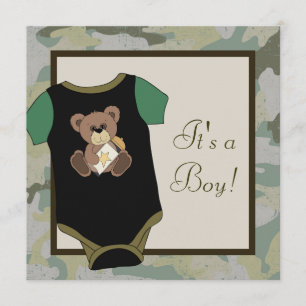 Camouflage Vert Armée Baby Boy Shower Invitations