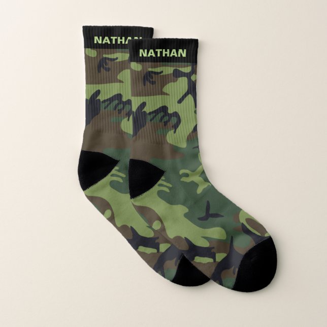 Camouflage Vert Armée Nom Personnalisé (Paire)