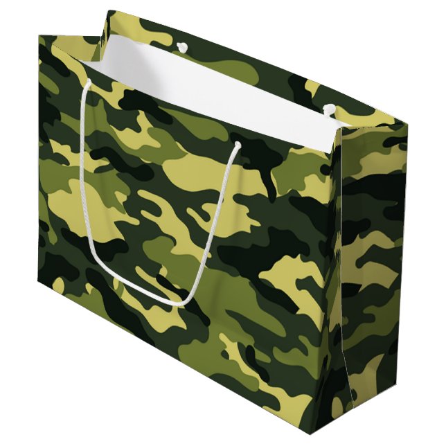 Camouflage vert Grand sac cadeau (Devant Angle)
