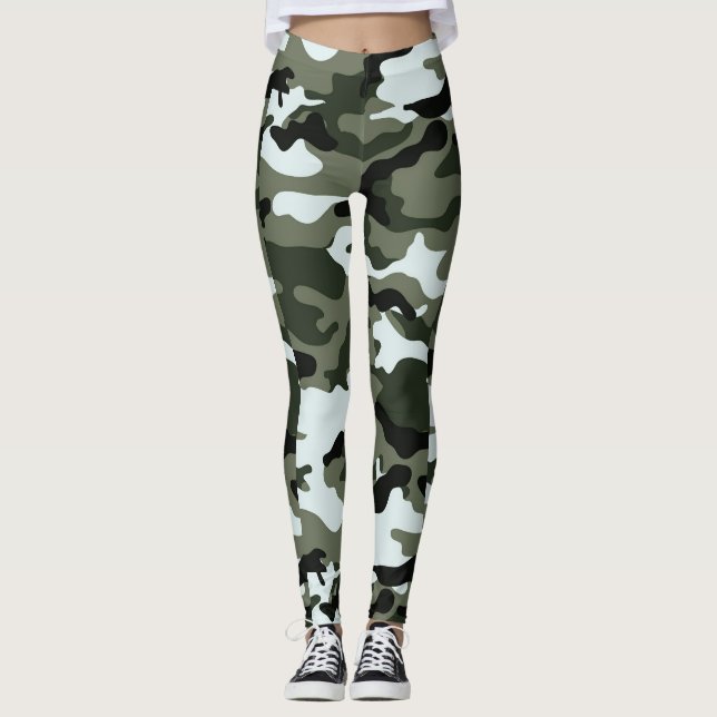 Camouflage vert pour femmes Leggings (Devant)