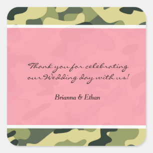 Camouflage vert & Stickers rose