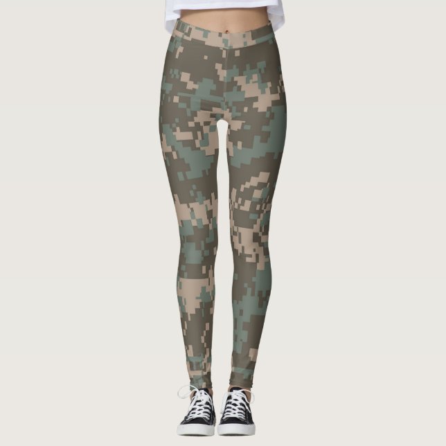 Camouflage vert Tan Leggings pour femmes (Devant)