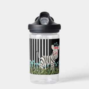 Camouflage Zèbre Avec Bouteille D'Eau Fleurs Bleue