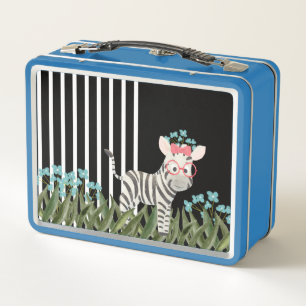 Camouflage Zèbre Avec Fleurs Bleues Lunchbox