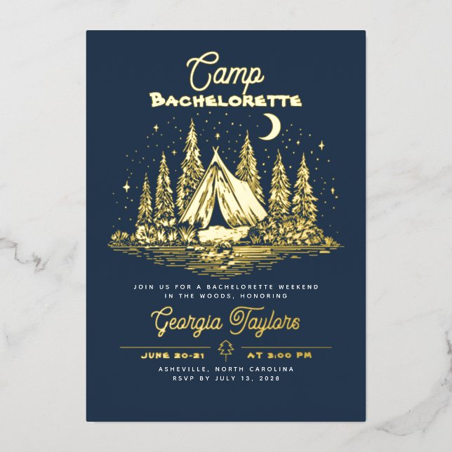 Camp Bachelorette Foil Invitation (Recto)