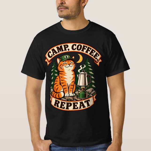 Camp Café Répéter T-shirt Camping Chat recto verso (Devant)
