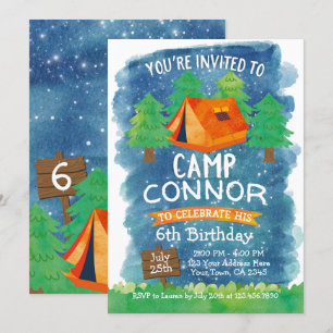 Camp d'été , camping Invitation d'anniversaire